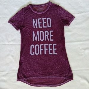 Graphic Burn Out Tee Maroon | Need More Coffee